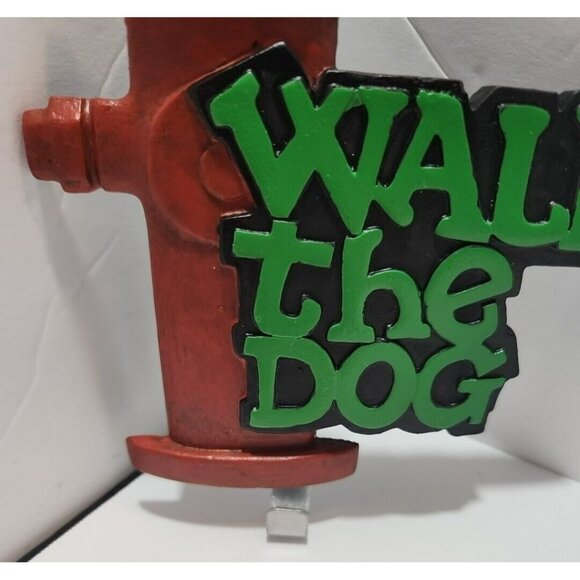 "Walk The Dog" Dog Leash/Keys/Trinkets Holder Wall Plaque Red Hydrant NIB - Picture 4 of 10